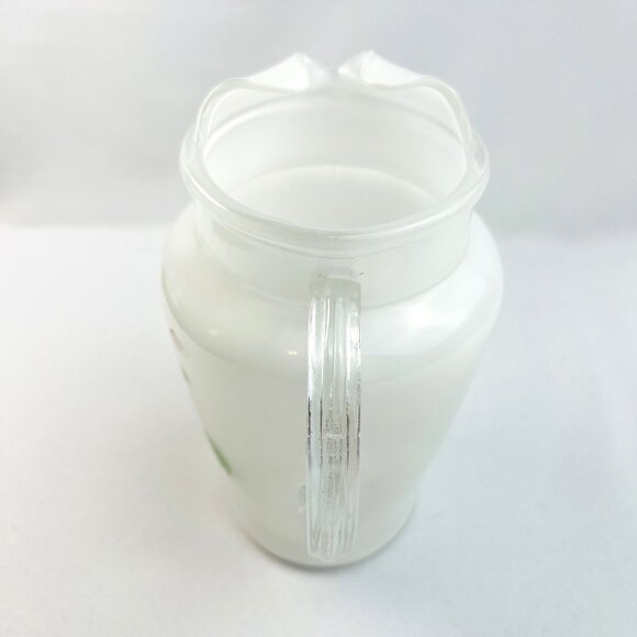 Bartlett Collins Gay Fad Vintage Juice Pitcher White Glass Hand Painted 32 oz 8" - Picture 7 of 9